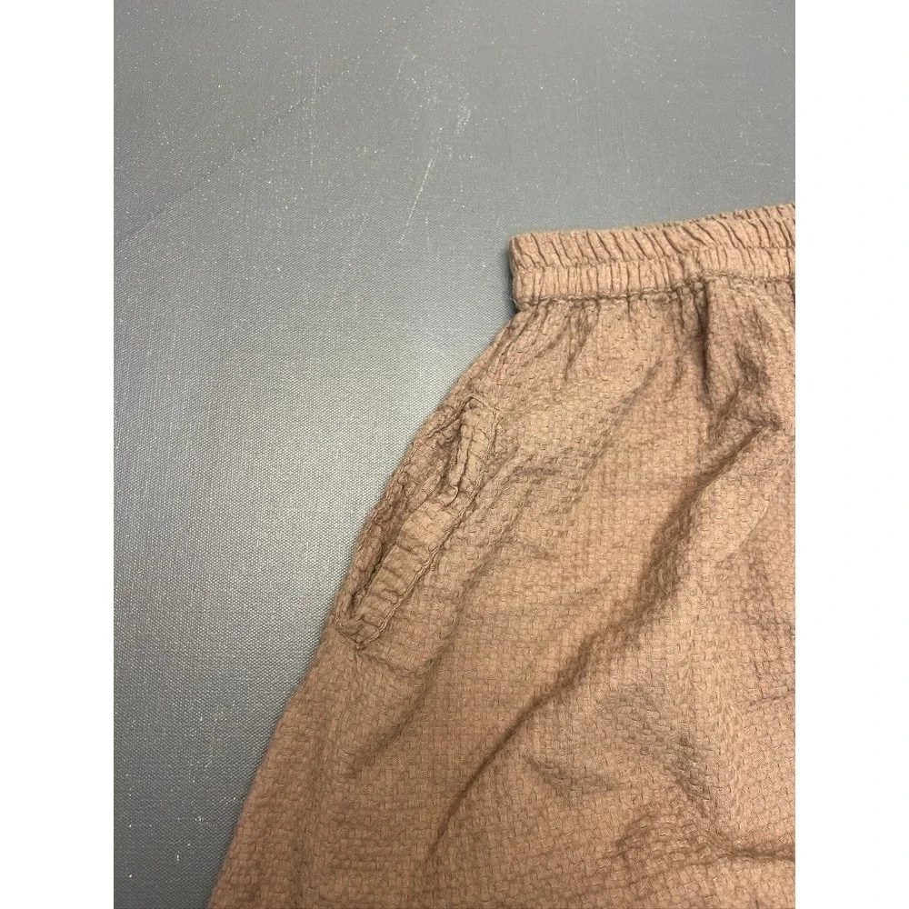 Cocoricooo Harem Pants Women's Medium Brown Textured Cotton Boho Lounge Elastic - Picture 4 of 8